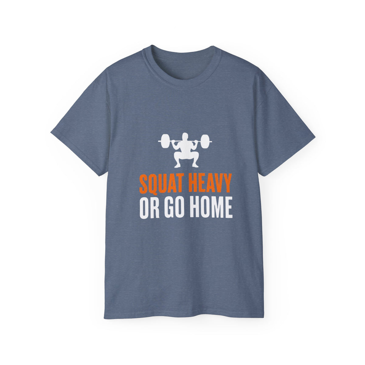 Squat Heavy Tee — Bold Orange Gym Shirt for Weightlifters & CrossFit