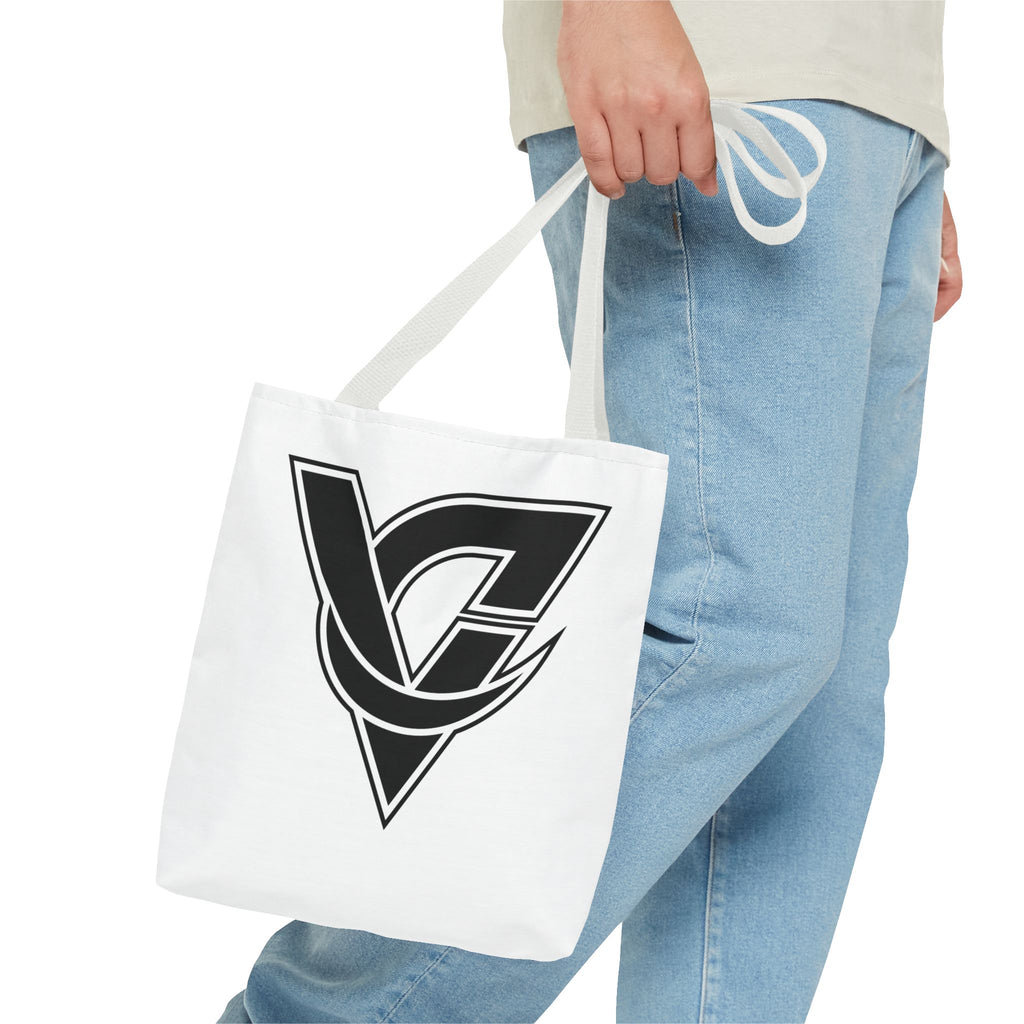 Monogram V Triangle Tote Bag – Bold Black Logo All-Over Print