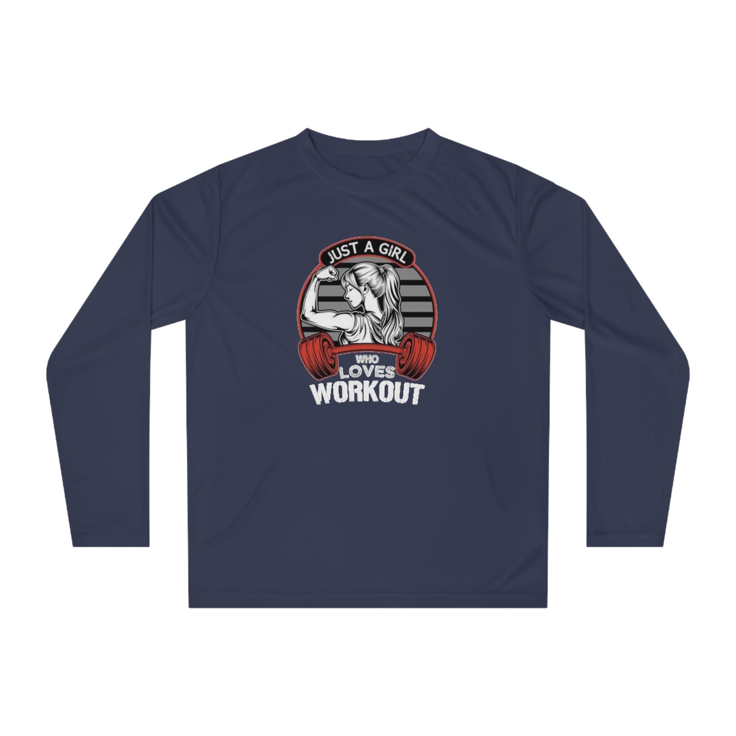 Workout Long Sleeve Shirt — "Just a Girl Who Loves Workout" Fitness Top