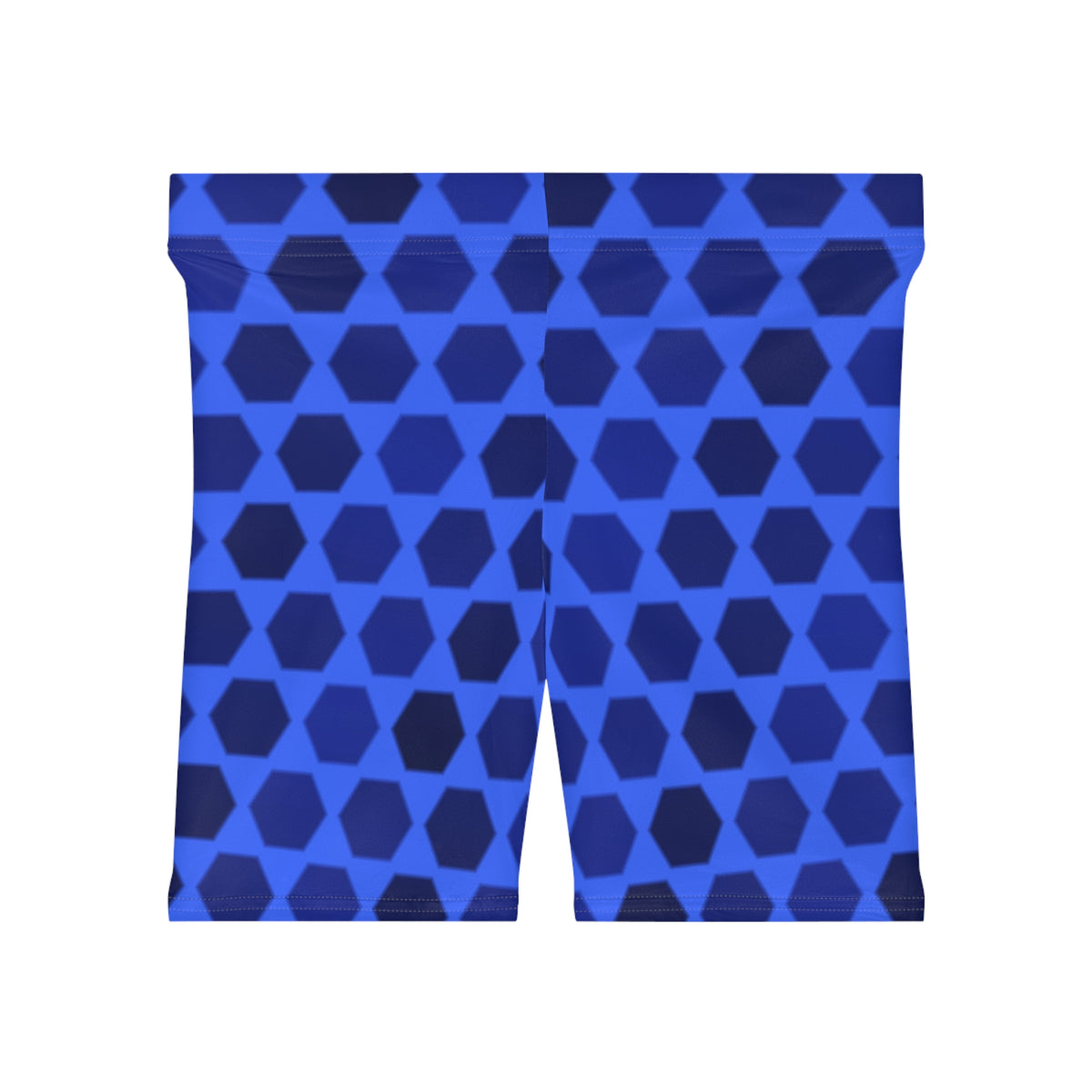 Royal Hex Grid Women's Biker Shorts — High-Waist Workout Shorts