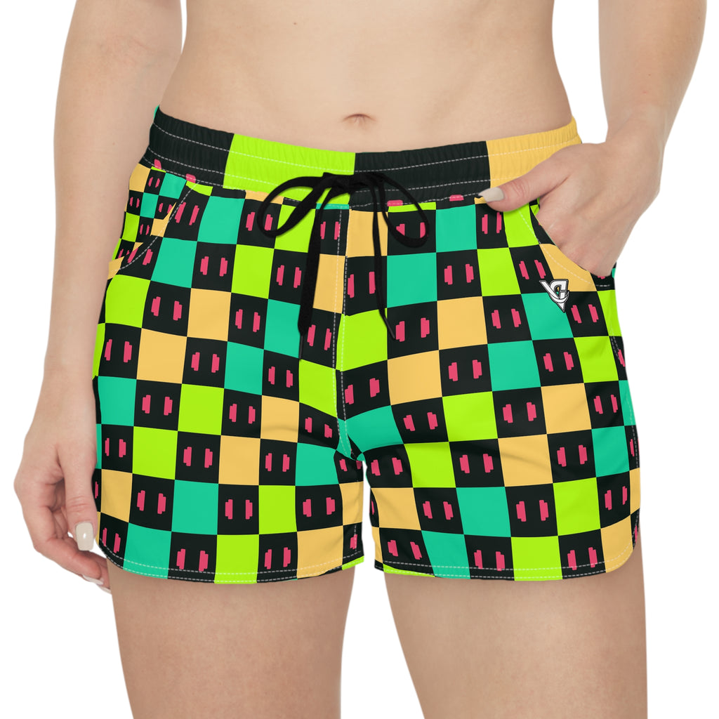 Training & Gym Emerald Zest Checker Drive Women's Athletic Shorts with Pockets