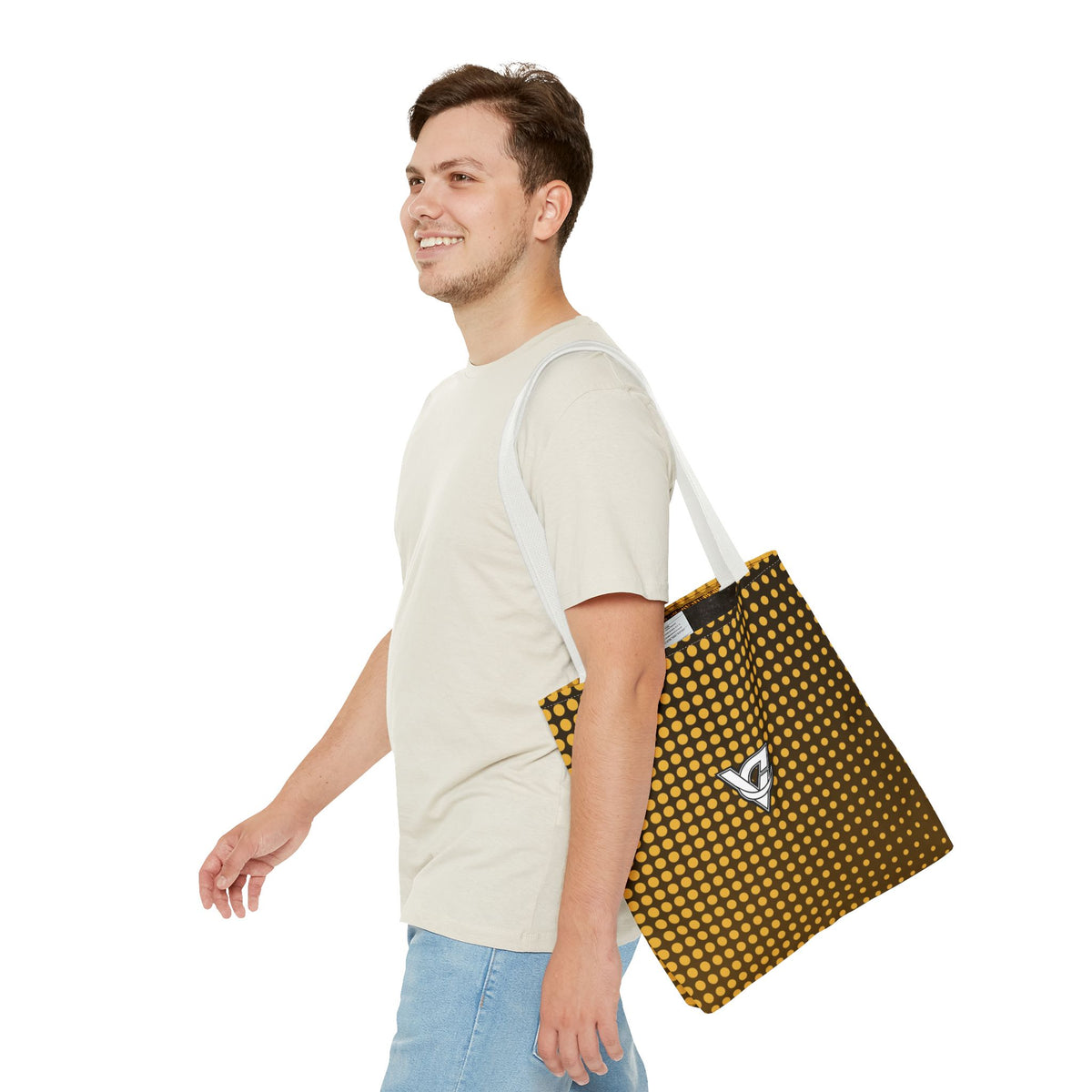 Harvest Gold Halftone Tote Bag — All-Over Print Gym & Everyday Tote
