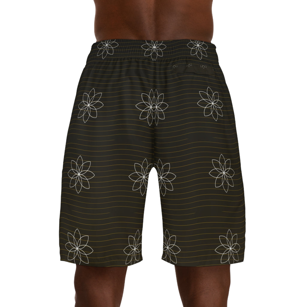 Yoga Gold Rush Flow Lotus Men's Athletic Shorts with Pockets