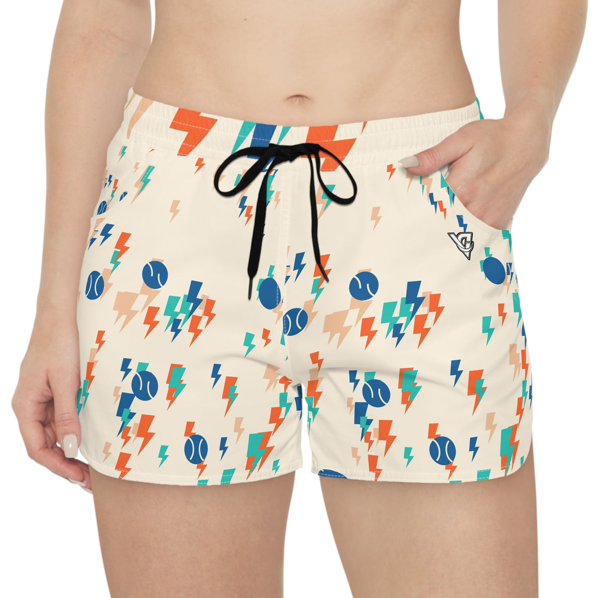Tennis Papaya Splash Bolt Strike Women's Athletic Shorts with Pockets