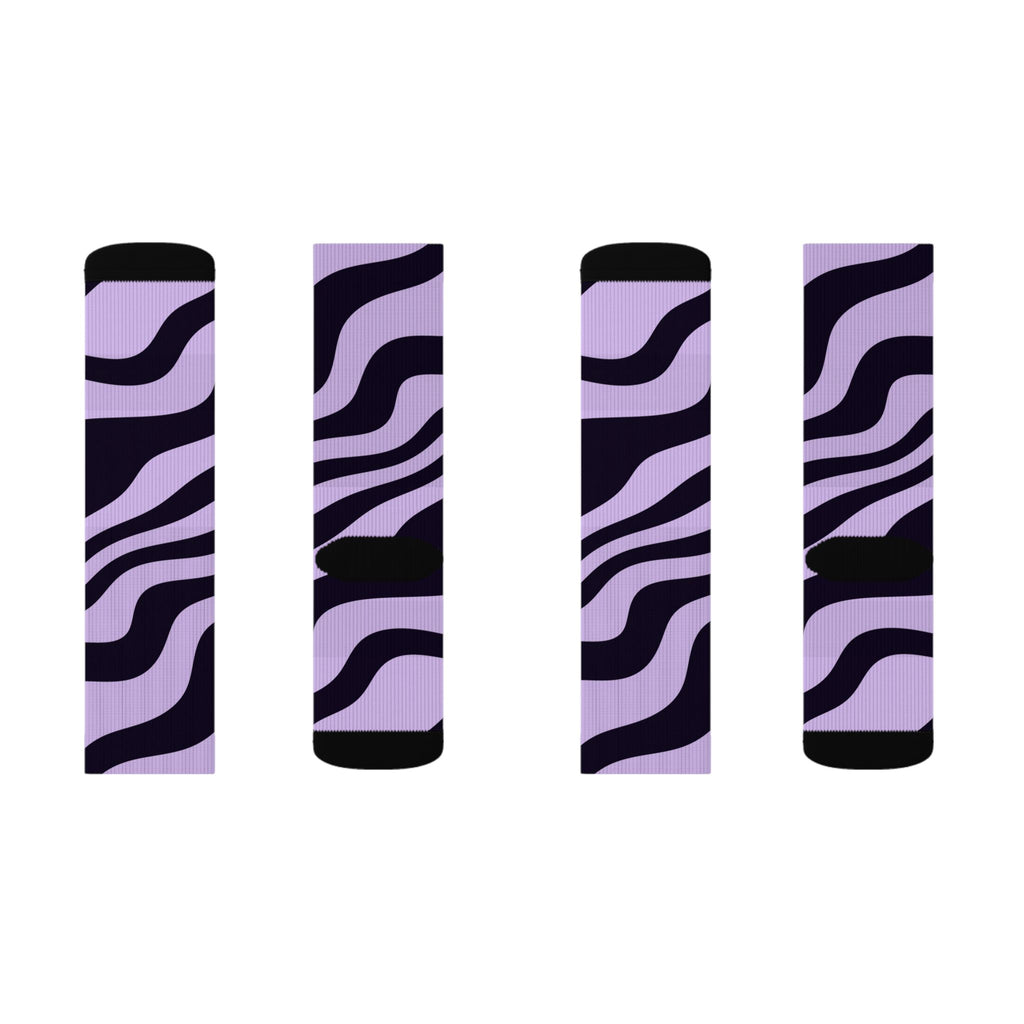 Grape Zebra Athletic Crew Socks