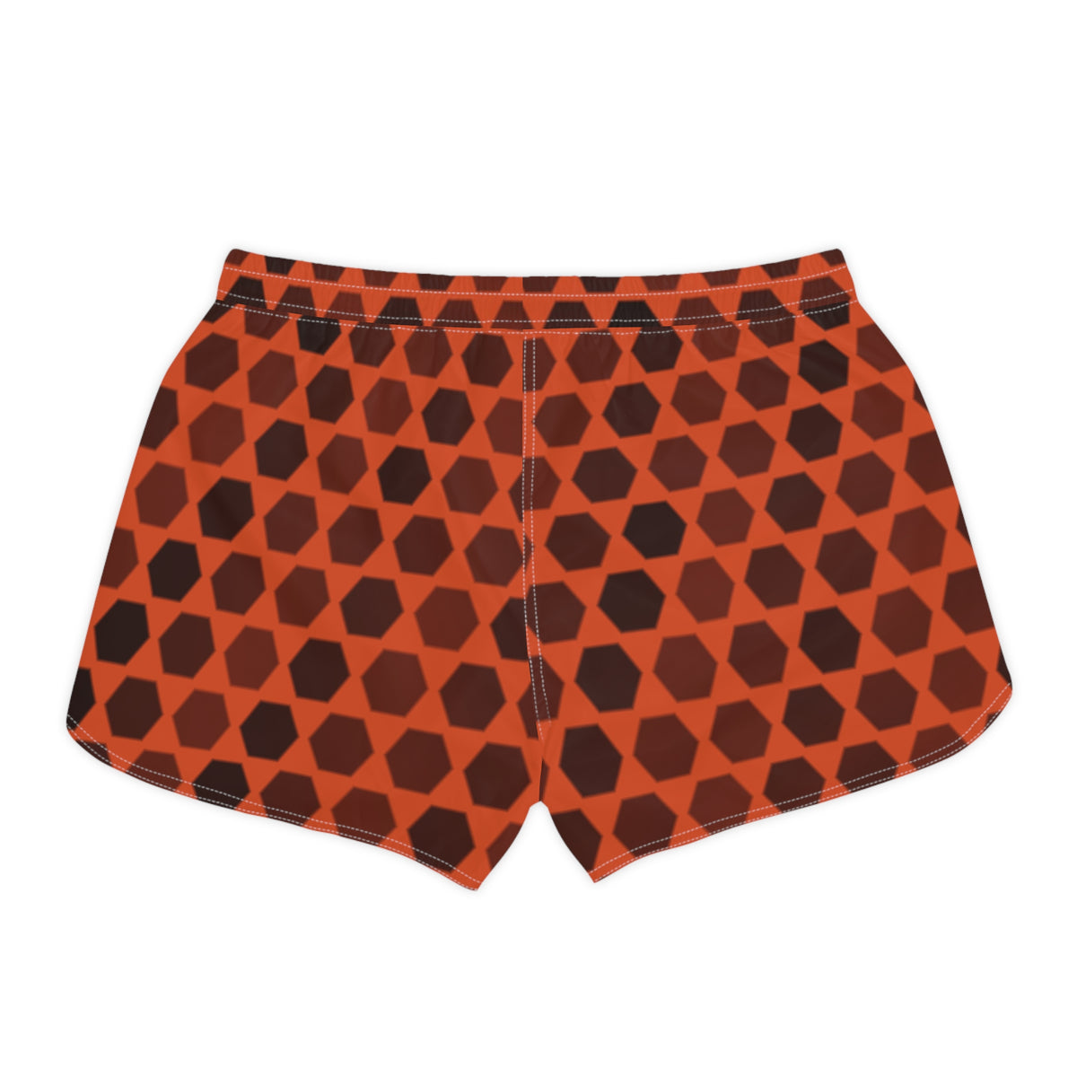 Women's Multipurpose Athletic Shorts with Pockets | Rust Hex Grid