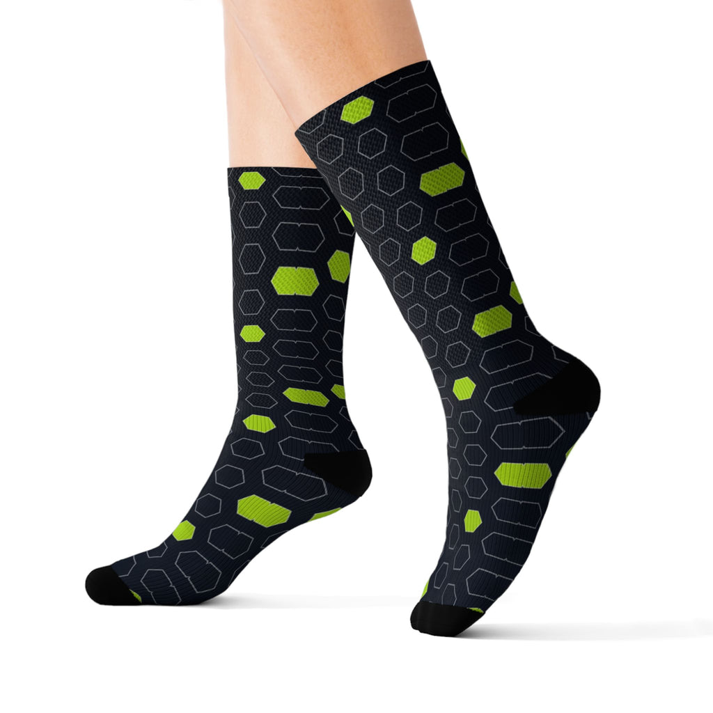 Soccer Volt Night Hex Pitch Athletic Crew Socks