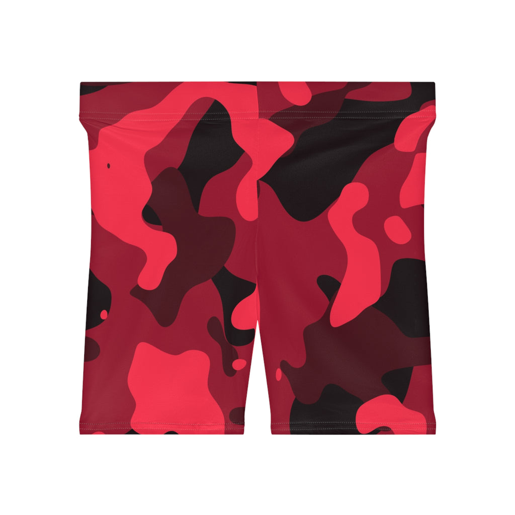 Cherry Camo Women's Biker Shorts — High-Waist Workout Shorts