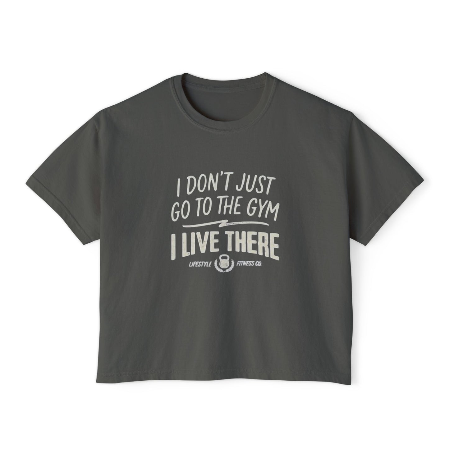 Gym Lover Women's Boxy Tee — "I Don't Just Go to the Gym, I Live There" Fitness Shirt