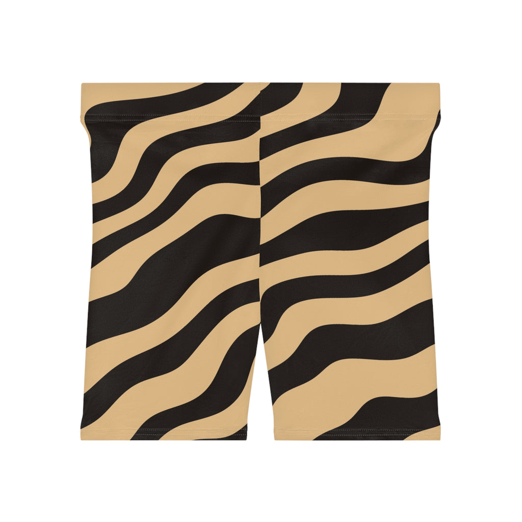 Chestnut Zebra Women's Biker Shorts — High-Waist Workout Shorts
