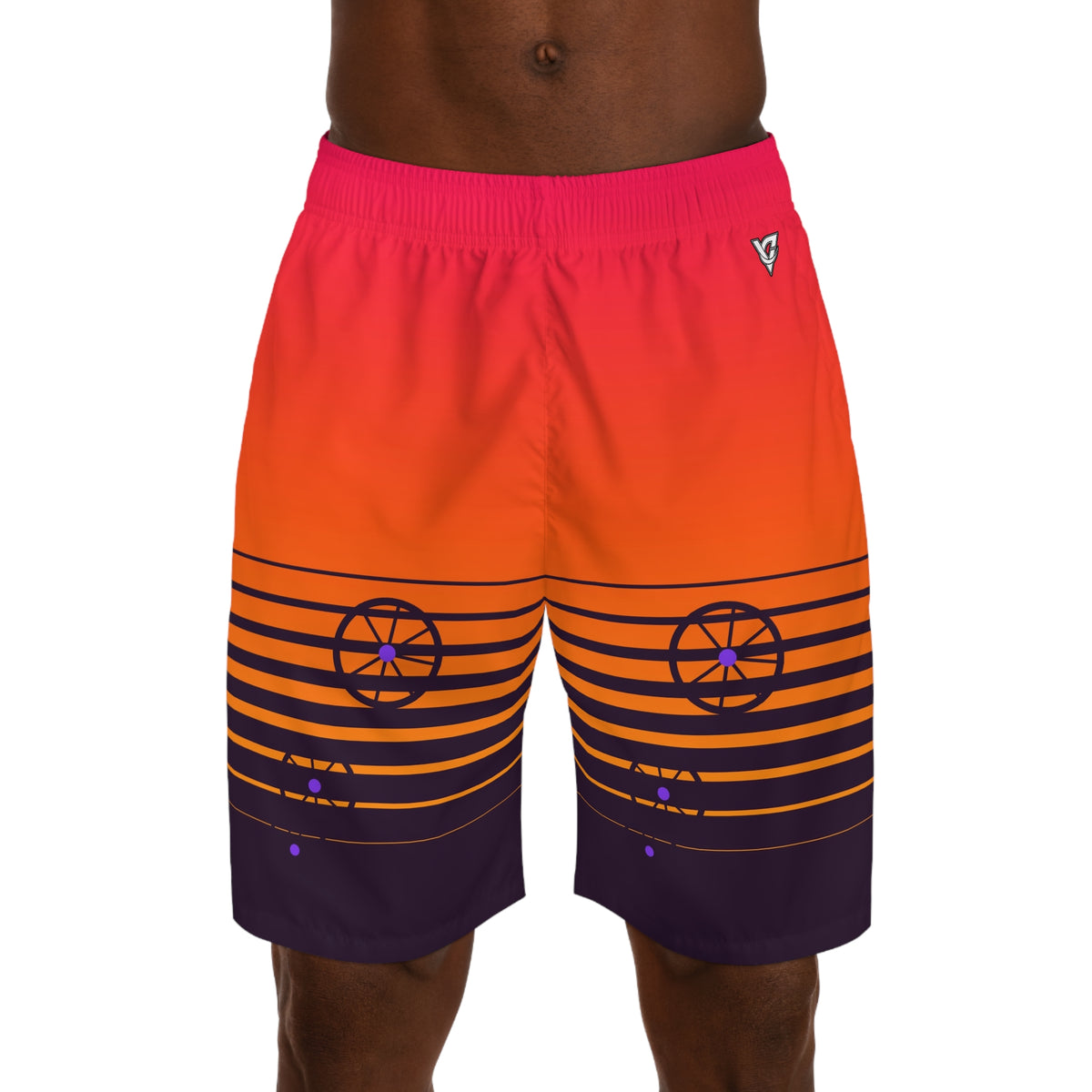 Cycling Berry Blast Horizon Fade Men's Athletic Shorts with Pockets