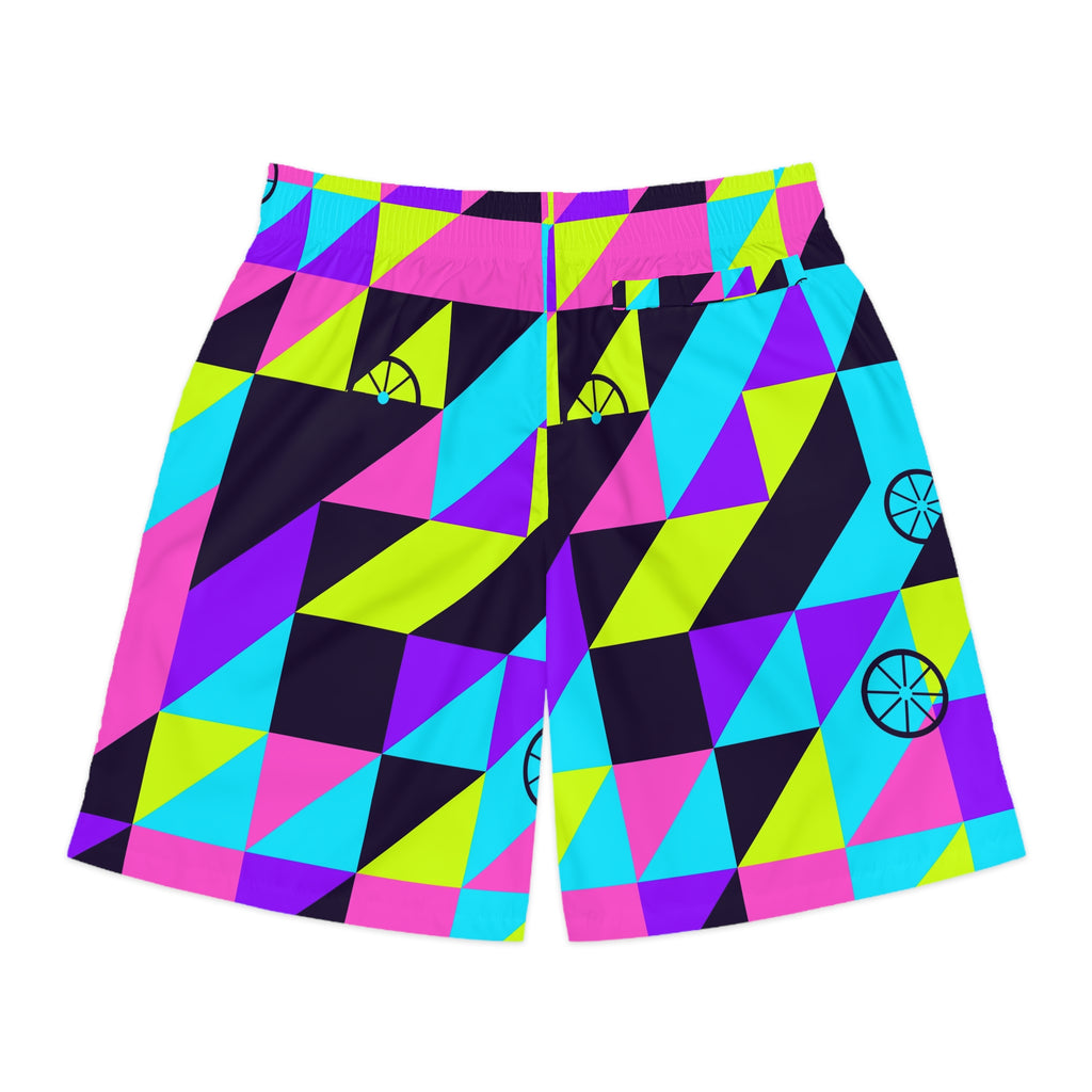 Cycling Violet Volt Prism Block Men's Athletic Shorts with Pockets