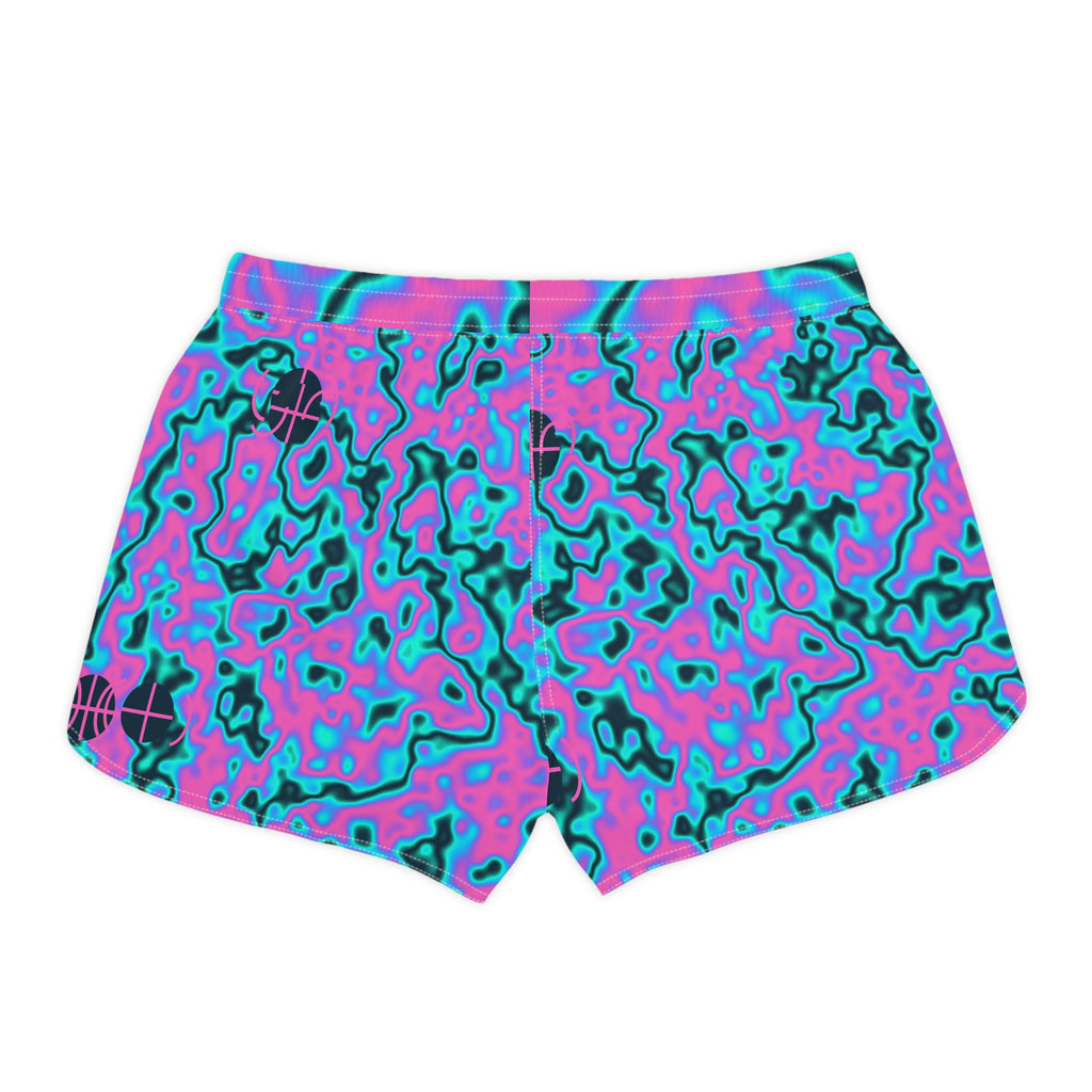 Basketball Neon Lagoon Marble Flow Women's Athletic Shorts with Pockets