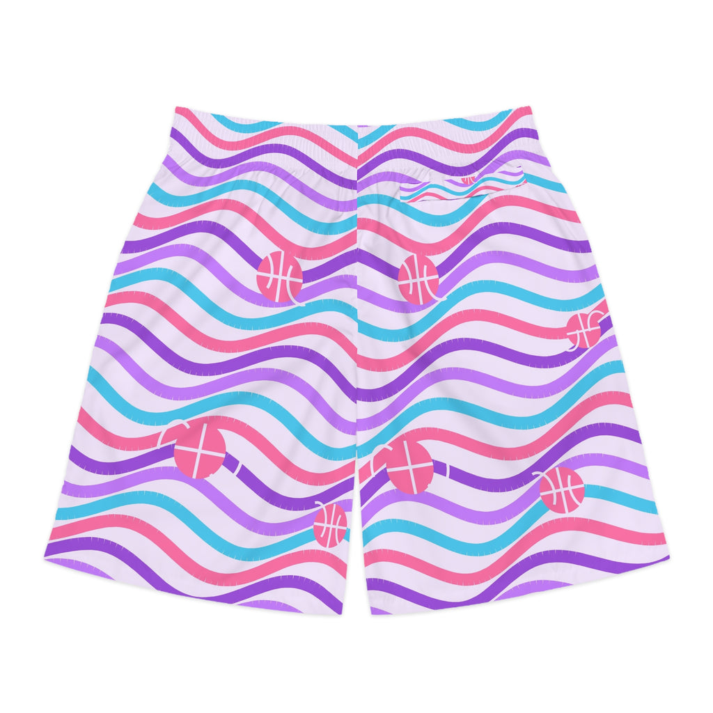 Basketball Lilac Wave Wave Rider Men's Athletic Shorts with Pockets