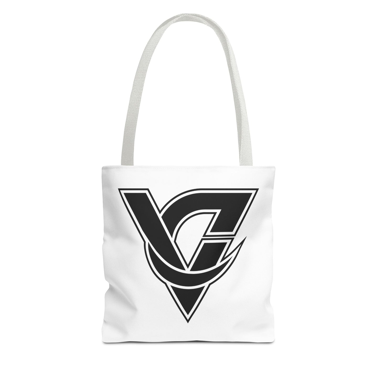 Monogram V Triangle Tote Bag – Bold Black Logo All-Over Print