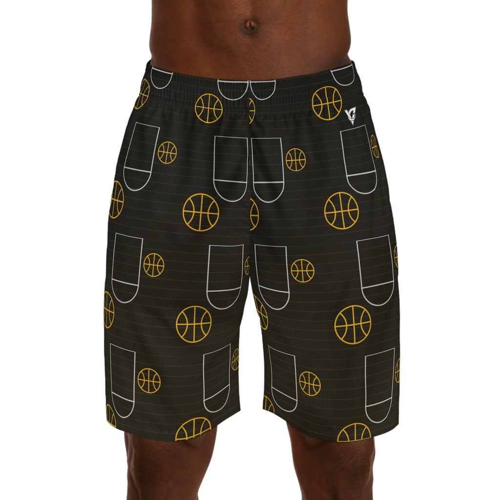 Basketball Gold Rush Court Seam Men's Athletic Shorts with Pockets