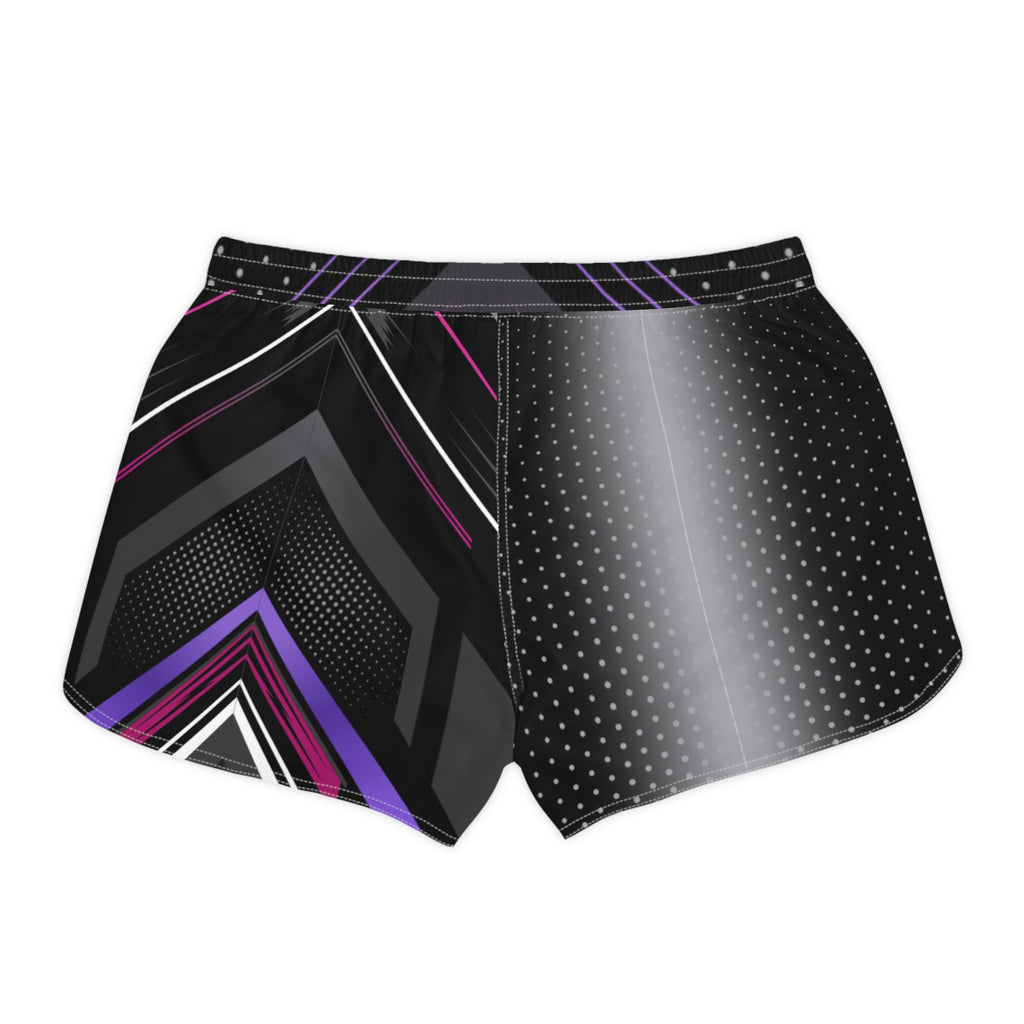 Women's Multipurpose Athletic Shorts with Pockets – Shadow Prism Black, Purple & Pink by Vantacore Athletics, view 3