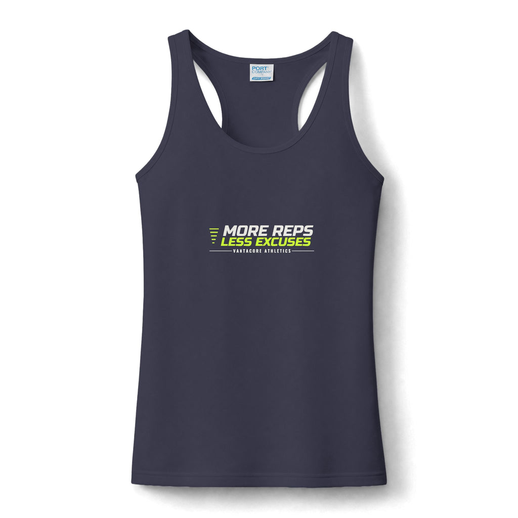 More Reps Less Excuses | Women's Performance Racerback Tank