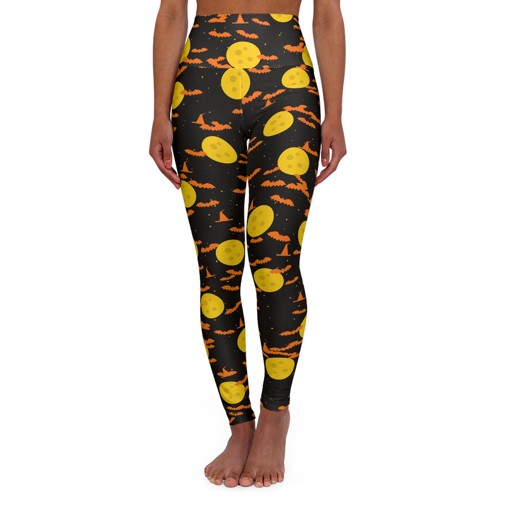 Halloween Candy Corn Haunted Moon High-Waisted Yoga Leggings