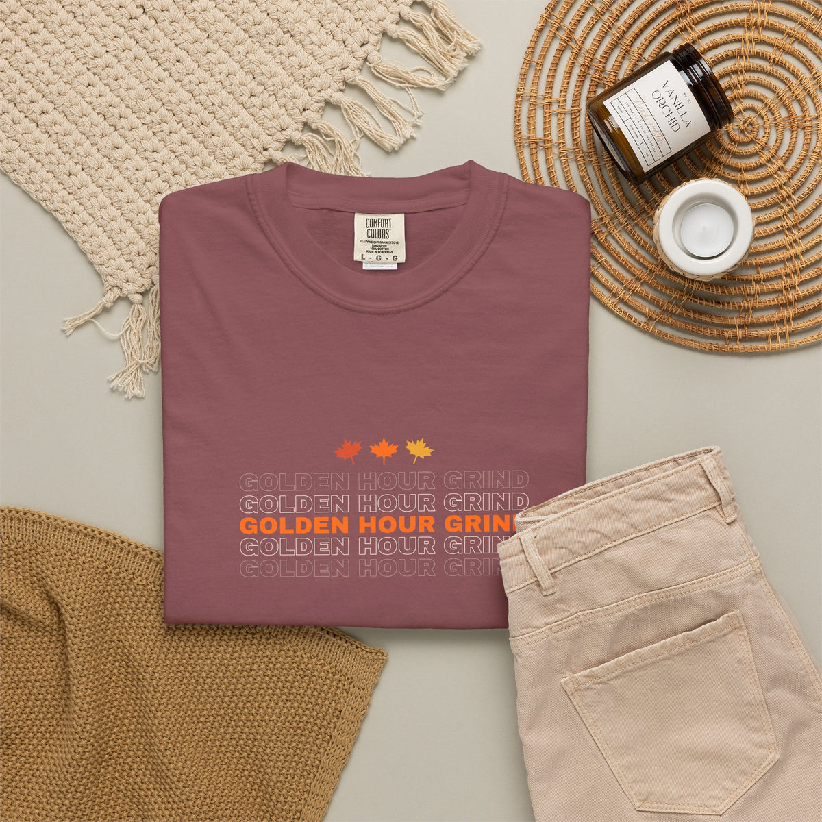 Golden Hour Grind | Women's Garment-Dyed Graphic Tee