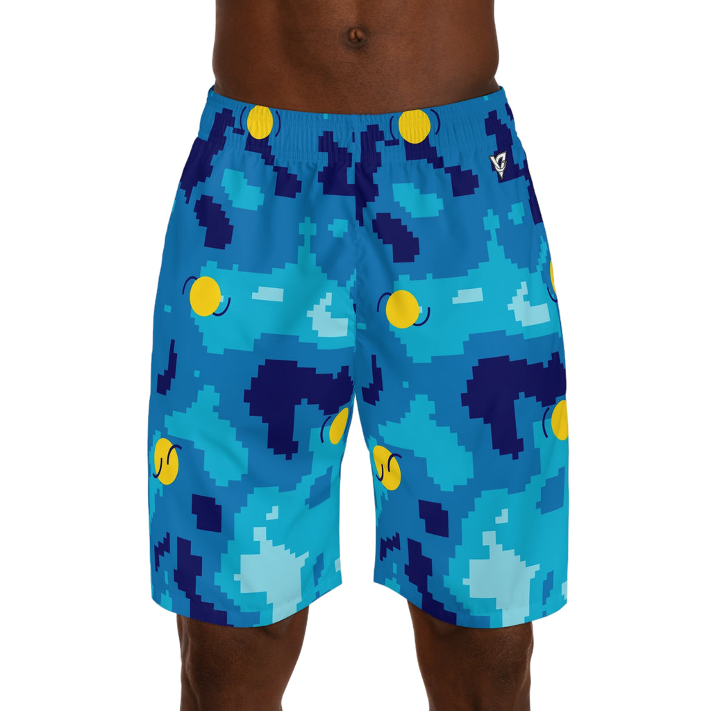 Tennis Cobalt Spark Pixel Camo Men's Athletic Shorts with Pockets