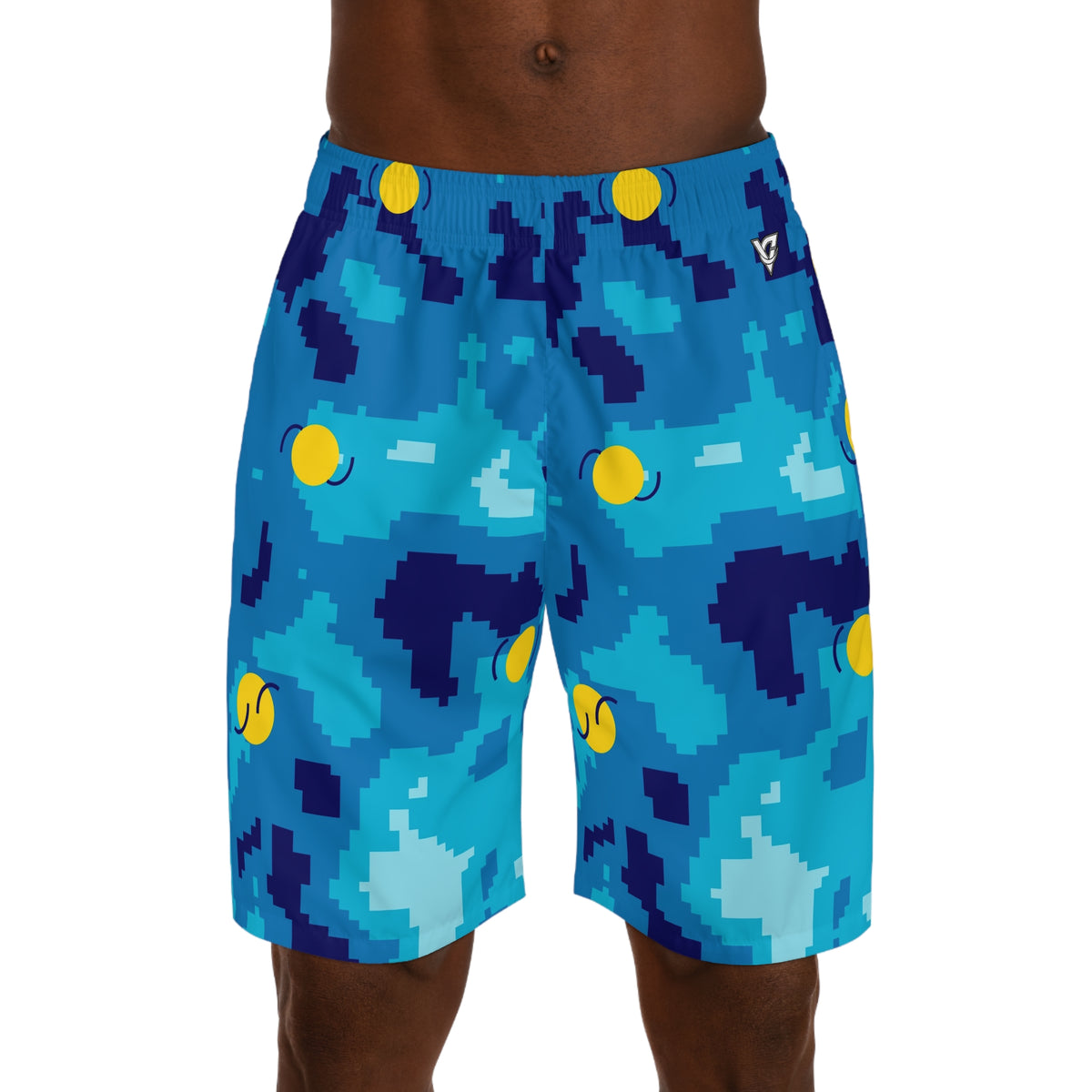 Tennis Cobalt Spark Pixel Camo Men's Athletic Shorts with Pockets