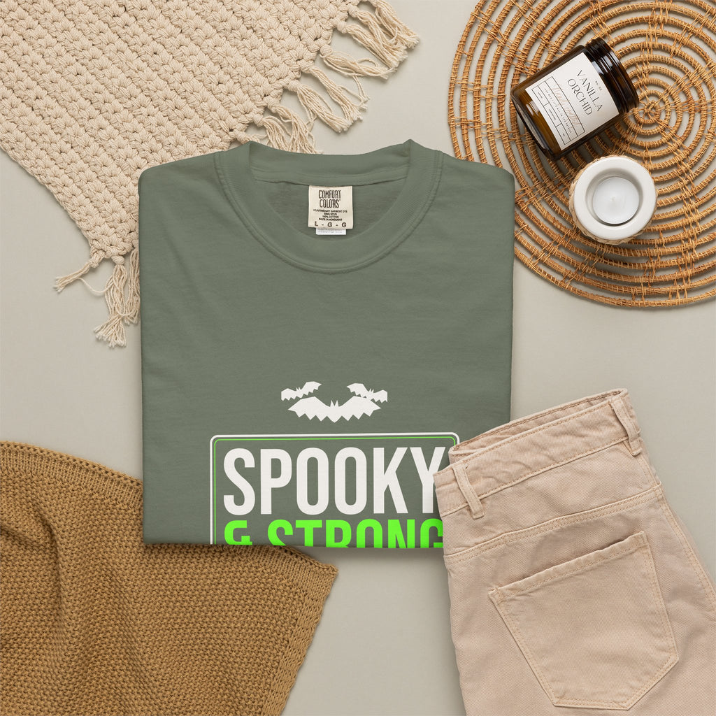 Spooky & Strong | Women's Halloween Garment-Dyed Graphic Tee