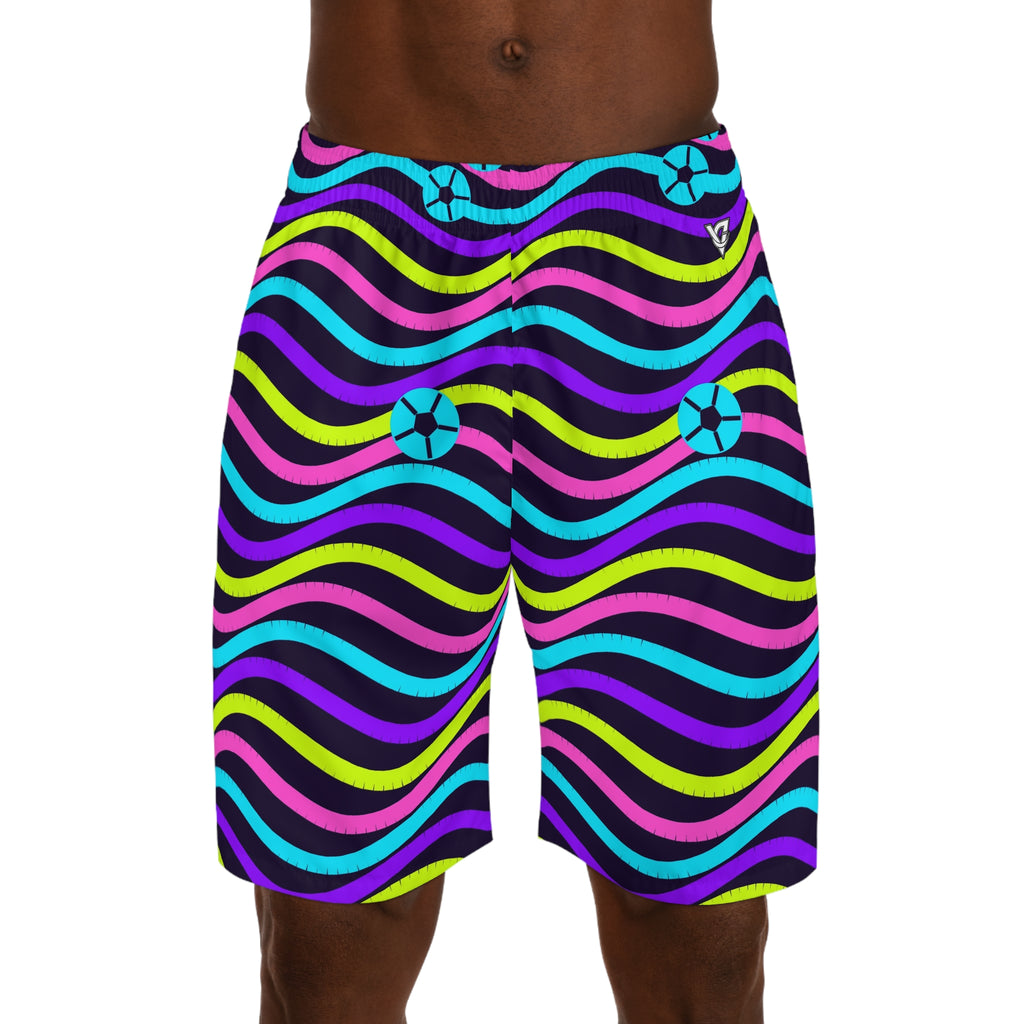 Soccer Violet Volt Wave Rider Men's Athletic Shorts with Pockets