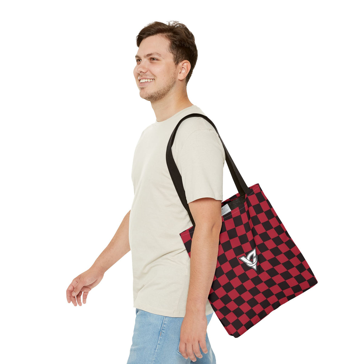 Spiced Wine Warp Check Tote Bag — All-Over Print Gym & Everyday Tote