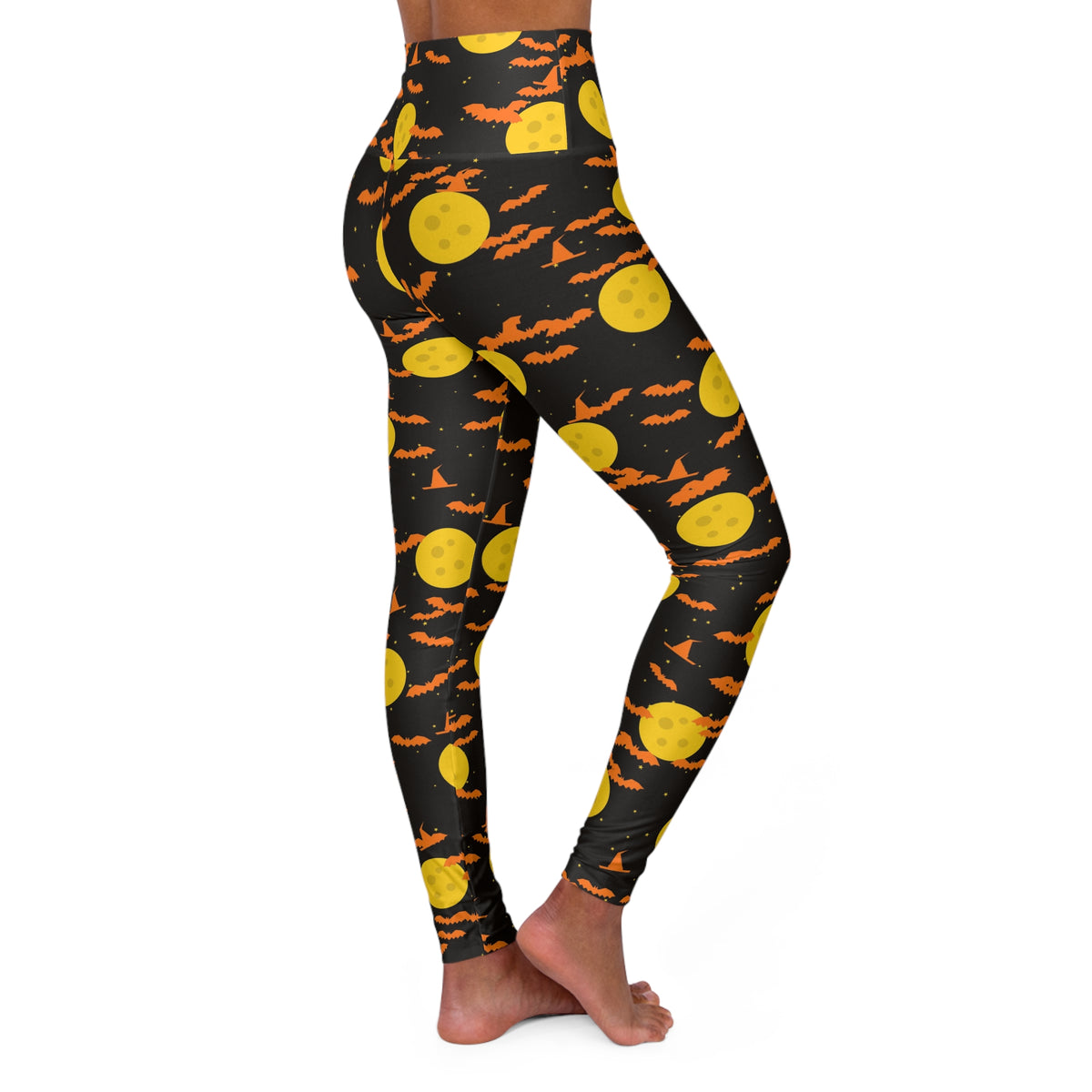 Halloween Candy Corn Haunted Moon High-Waisted Yoga Leggings (AOP)