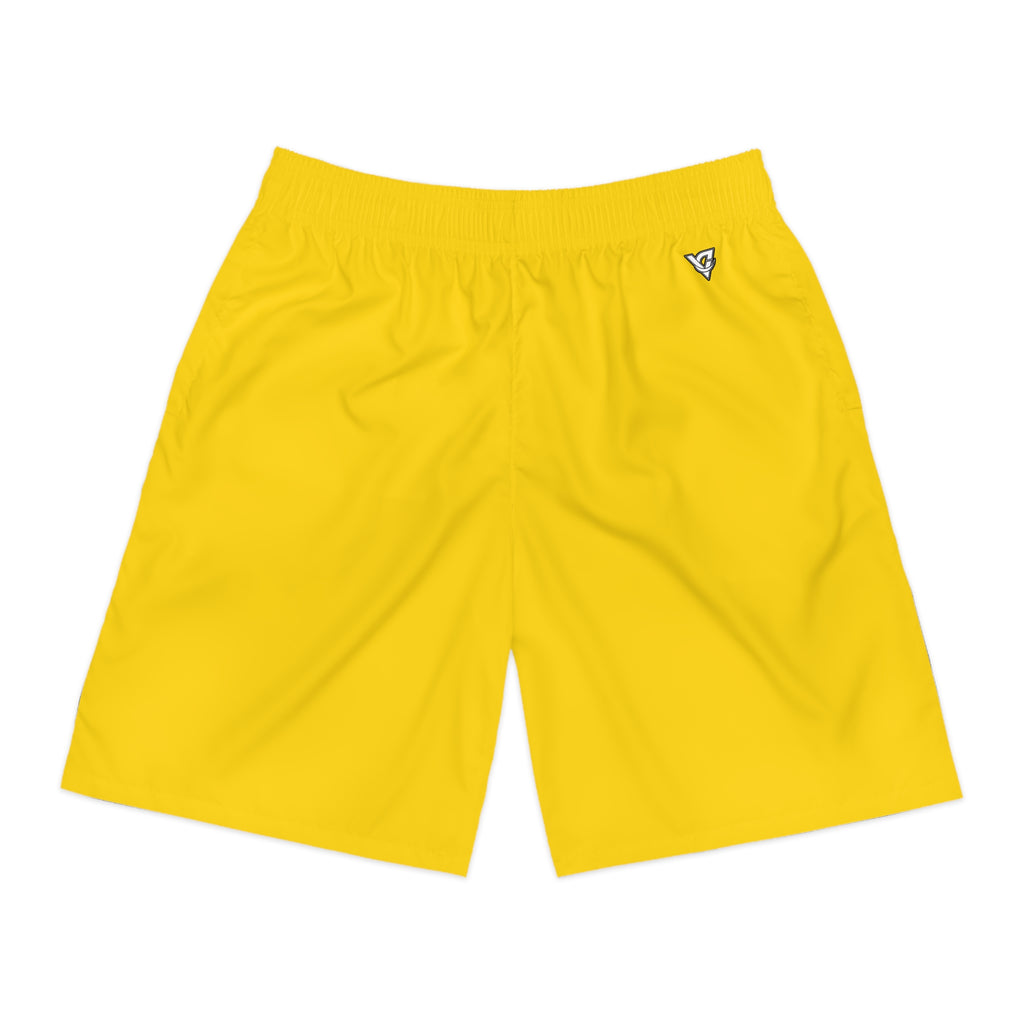 Vantacore Solid Sunshine Yellow Men's Athletic Shorts with Pockets