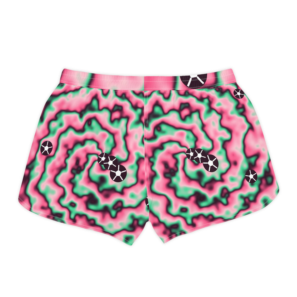 Soccer Flamingo Fizz Tie-Dye Spin Women's Athletic Shorts with Pockets