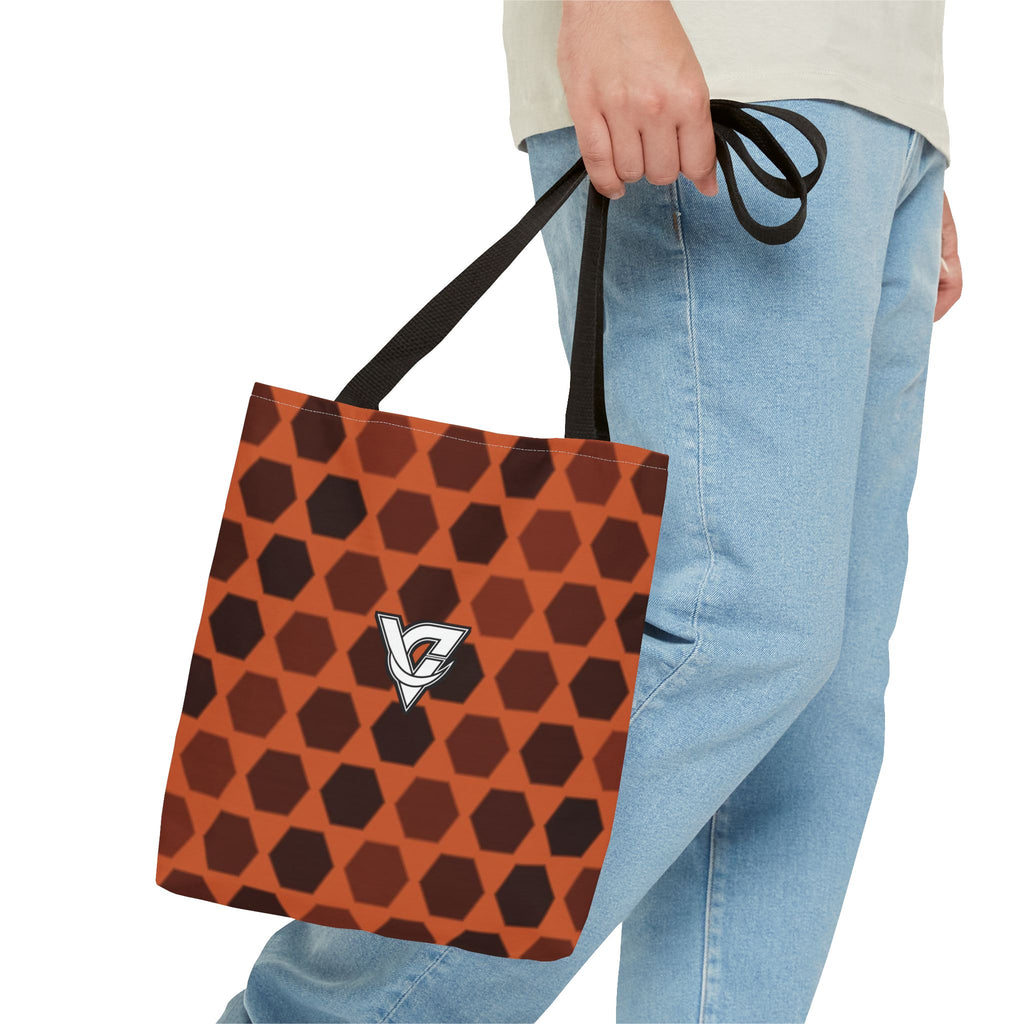 Auburn Hex Grid Tote Bag — All-Over Print Gym & Everyday Tote