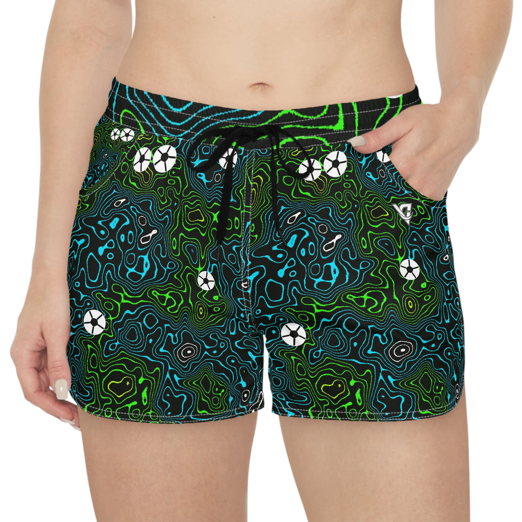 Soccer Lime Riot Topo Trail Women's Athletic Shorts with Pockets