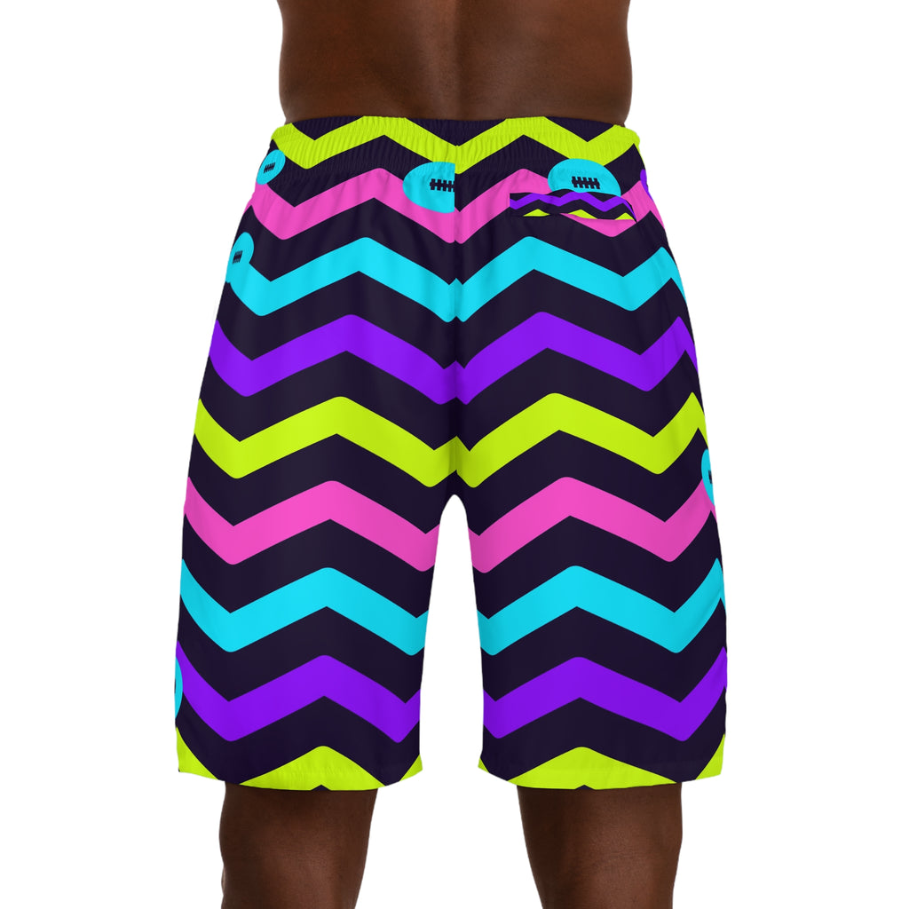 Football Violet Volt Chevron Rush Men's Athletic Shorts with Pockets
