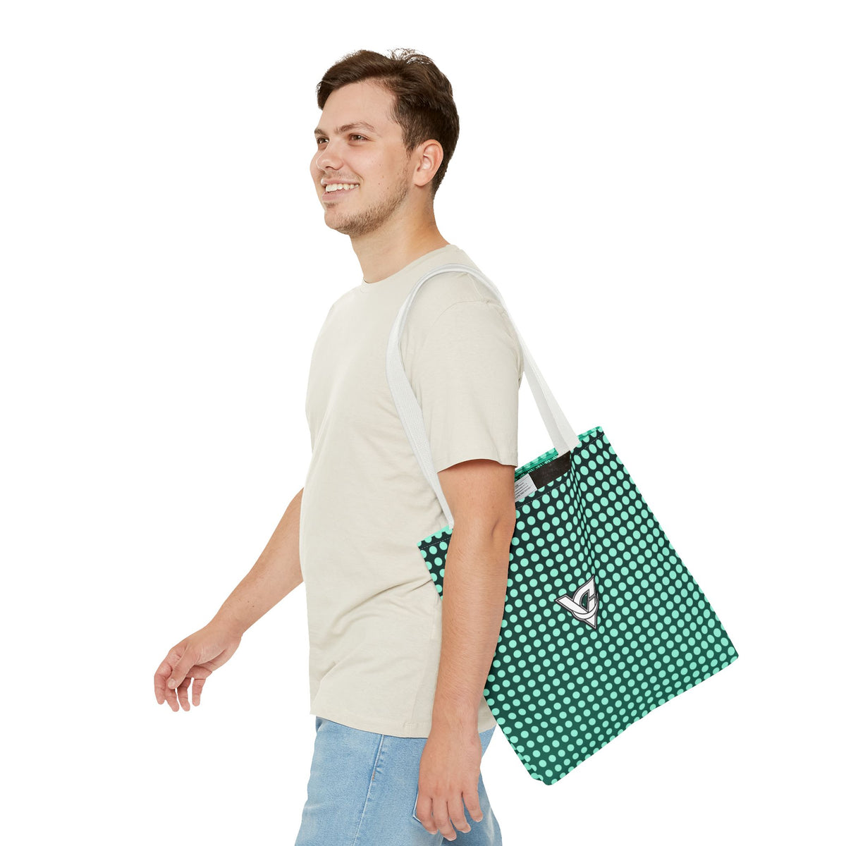 Mint Halftone Tote Bag — All-Over Print Gym & Everyday Tote