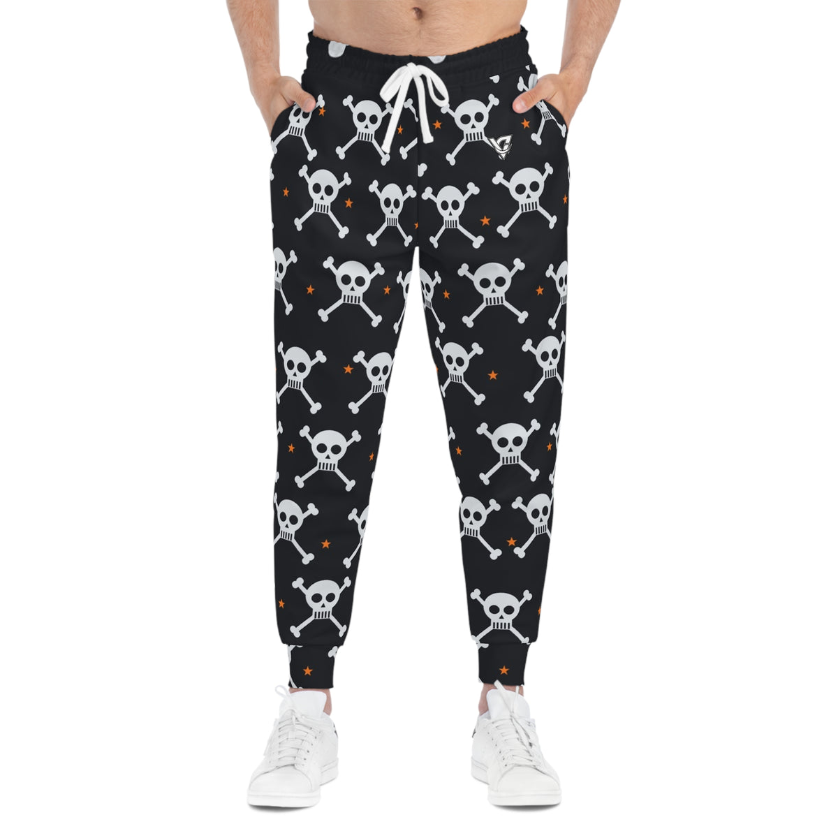 Halloween Graveyard Grey Skull & Crossbones Men's Joggers – All-Over Print Athletic Jogger Pants