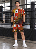 Combat Sports Solar Flare Halftone Pulse Men's Athletic Shorts with Pockets - front view
