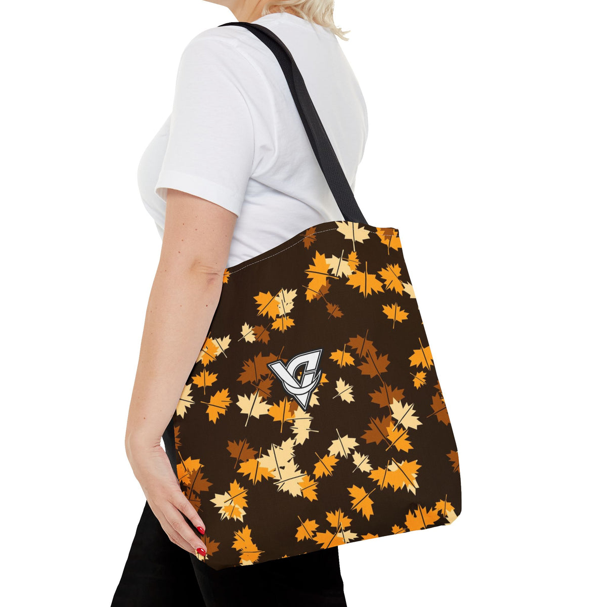 Amber Falling Leaves Tote Bag — All-Over Print Gym & Everyday Tote