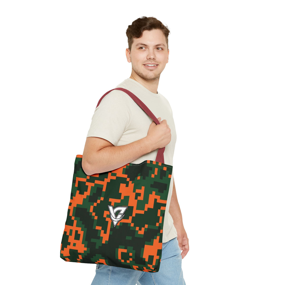 Evergreen Ember Digital Camo Tote Bag — All-Over Print Gym & Everyday Tote