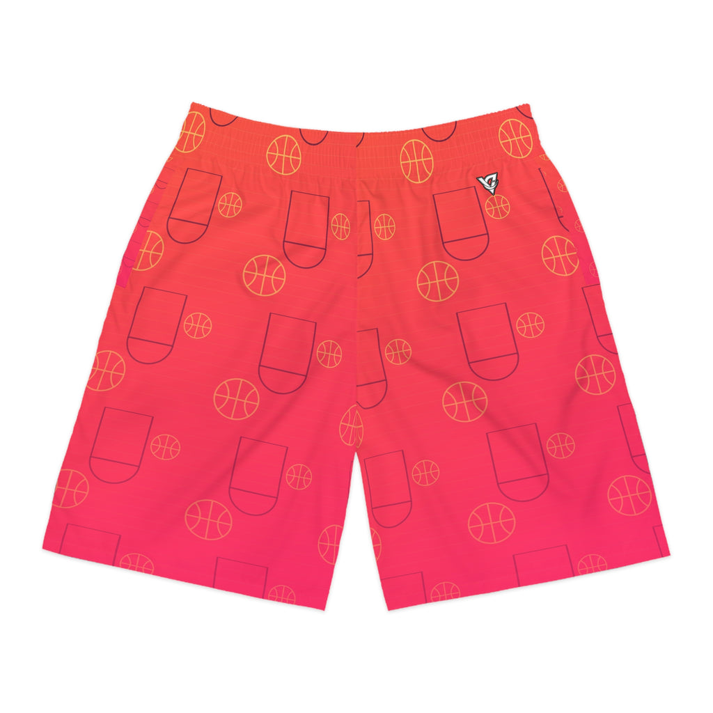 Basketball Sunset Fade Court Seam Men's Athletic Shorts with Pockets