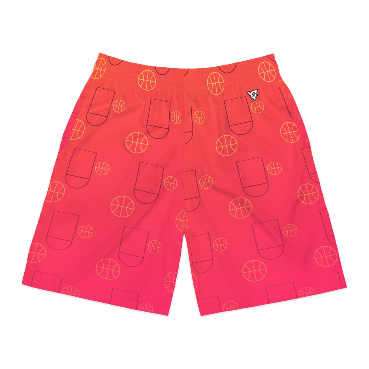 Basketball Sunset Fade Court Seam Men's Athletic Shorts with Pockets