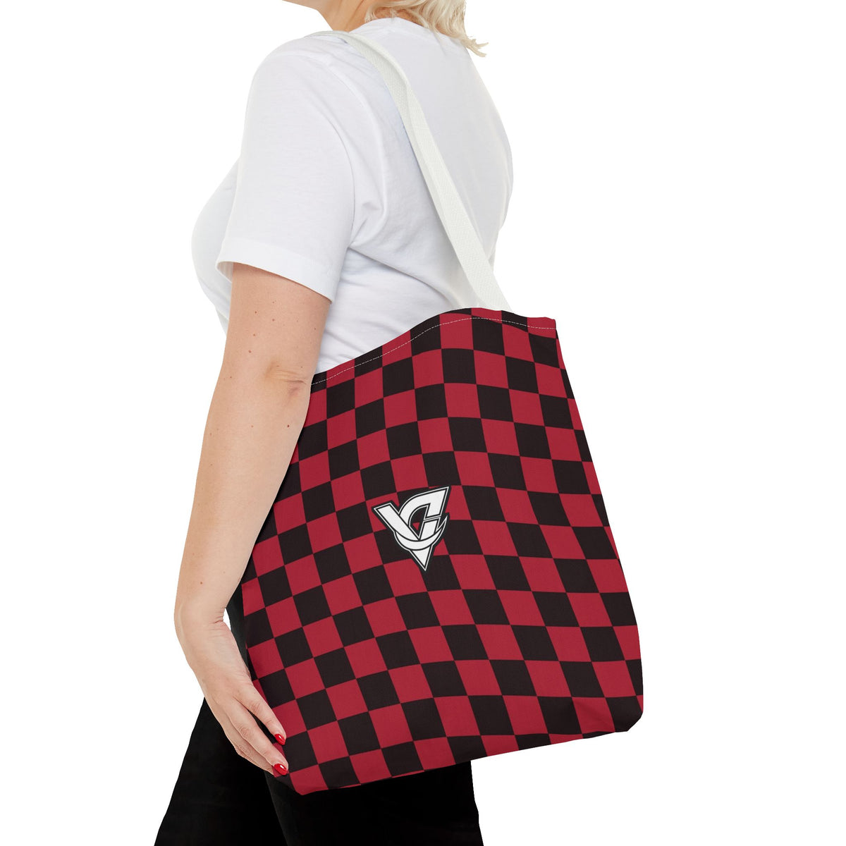 Spiced Wine Warp Check Tote Bag — All-Over Print Gym & Everyday Tote
