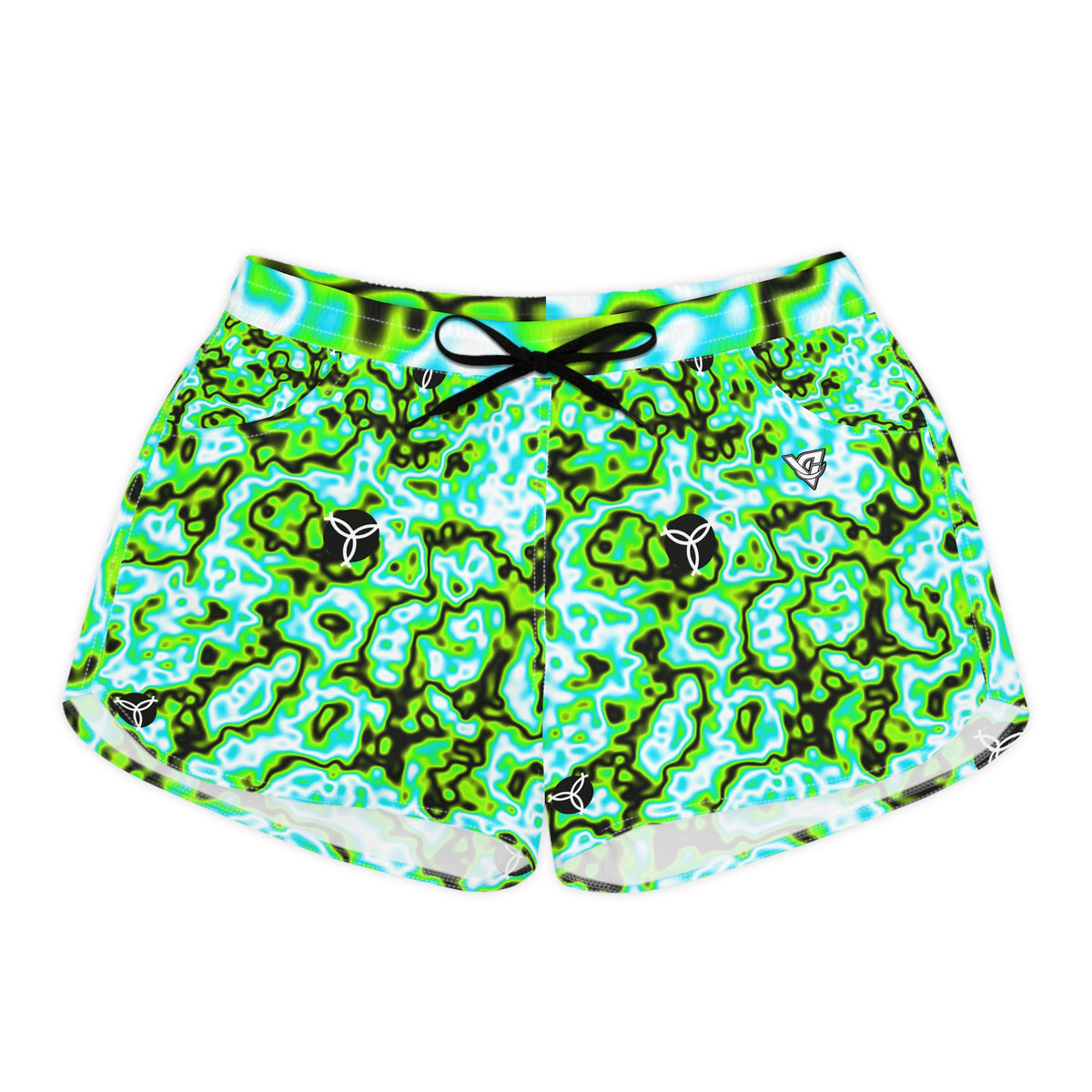 Volleyball Lime Riot Marble Flow Women's Athletic Shorts with Pockets