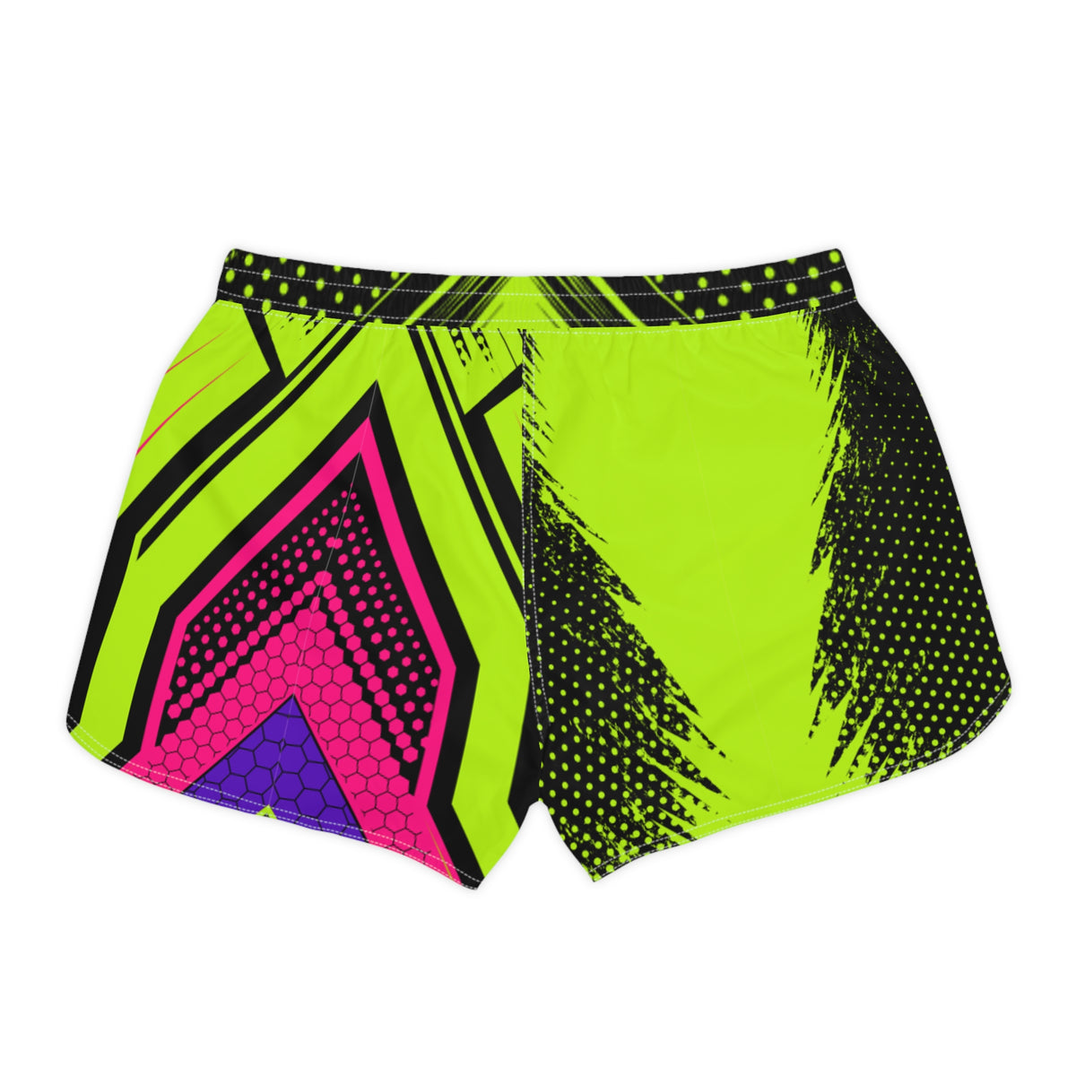 Women's Multipurpose Athletic Shorts with Pockets – Neon Green Honeycomb