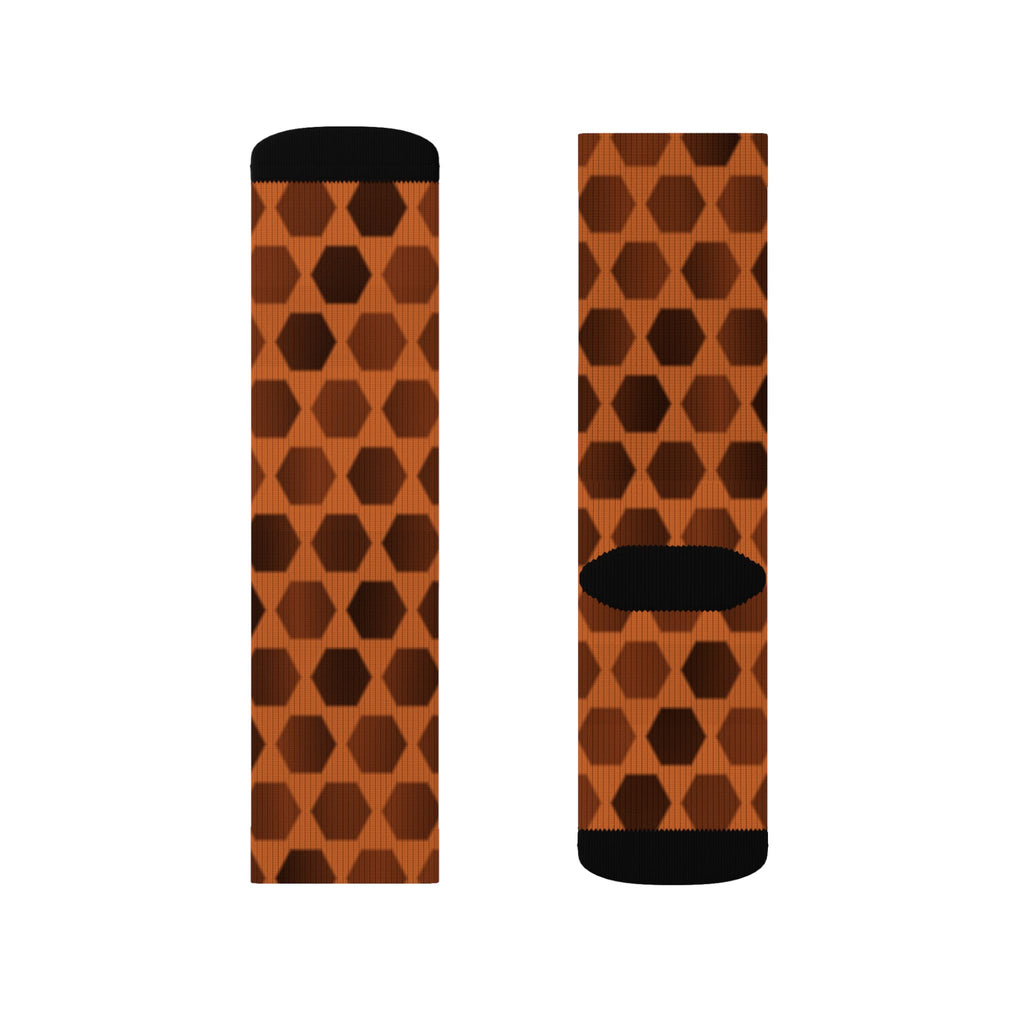 Cinnamon Hex Grid Athletic Crew Socks