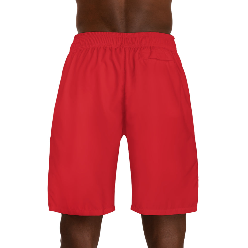 Vantacore Solid Red Men's Athletic Shorts with Pockets