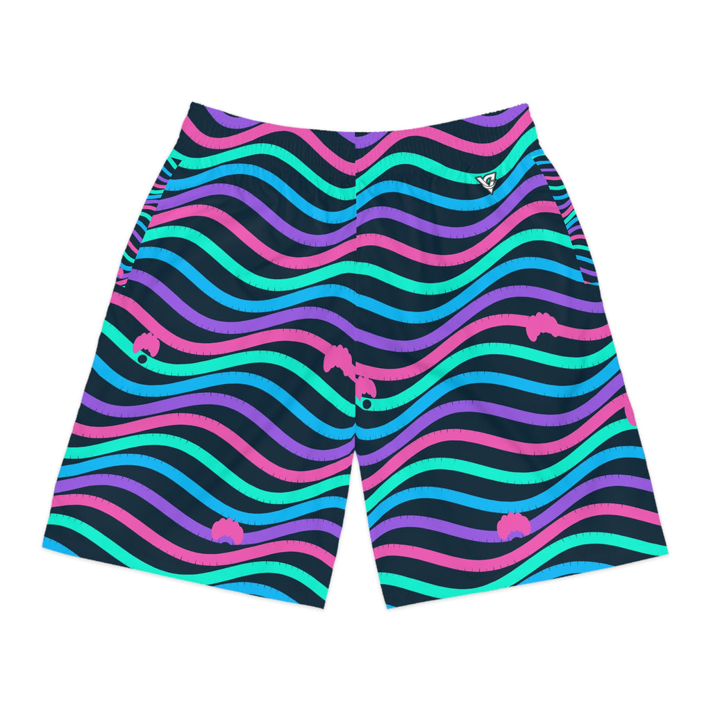 Yoga Neon Lagoon Wave Rider Men's Athletic Shorts with Pockets