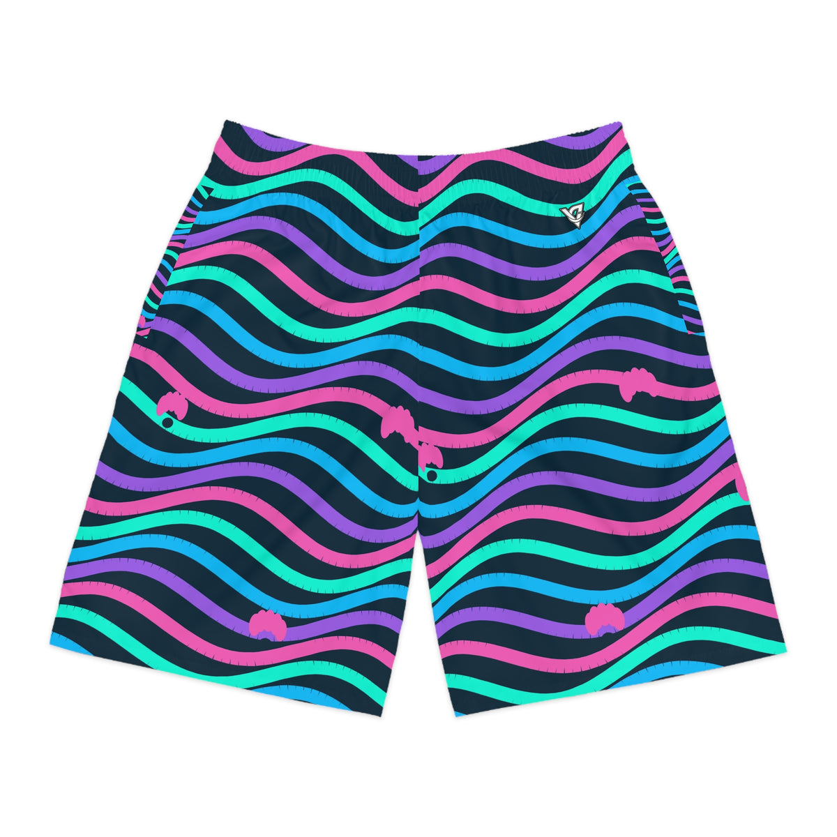 Yoga Neon Lagoon Wave Rider Men's Athletic Shorts with Pockets