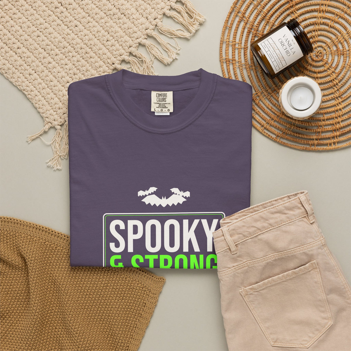 Spooky & Strong | Women's Halloween Garment-Dyed Graphic Tee